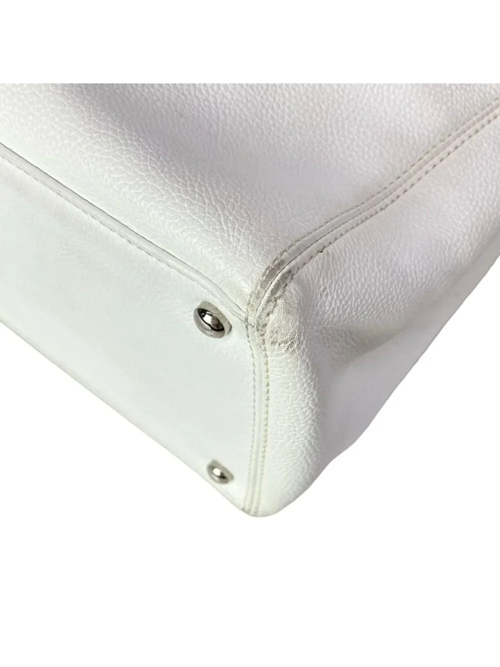 Chanel Tote Executive Line White Silver Leather